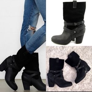 Ralph Lauren Denim & Supply Mattie Black Leather Slouch Buckle Harness B…